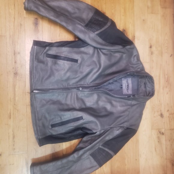 Unik Premium Silver & Black Large Leather Motorcycle Jacket - Like New - Picture 2 of 6